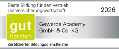 gut-beraten-Qualitätssiegel 2026: Beste Bildung für den Vertrieb. Die Versicherungswirtschaft — Gewerbe Academy GmbH & Co. KG, Zertifizierter Bildungsdienstleister