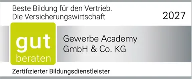 gut-beraten-Qualitätssiegel 2027: Beste Bildung für den Vertrieb. Die Versicherungswirtschaft — Gewerbe Academy GmbH & Co. KG, Zertifizierter Bildungsdienstleister
